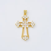 18K Gold Filled Cross Shell Pearl Charm, Cross Pendant for Christian Catholic Baptism, Religious Jewelry Making Supply, 25x37mm, CP2003